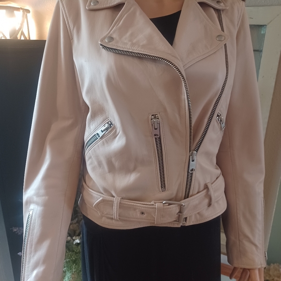 Allsaints size UK 14 Dusty Rose Balfern Biker - Picture 1 of 11